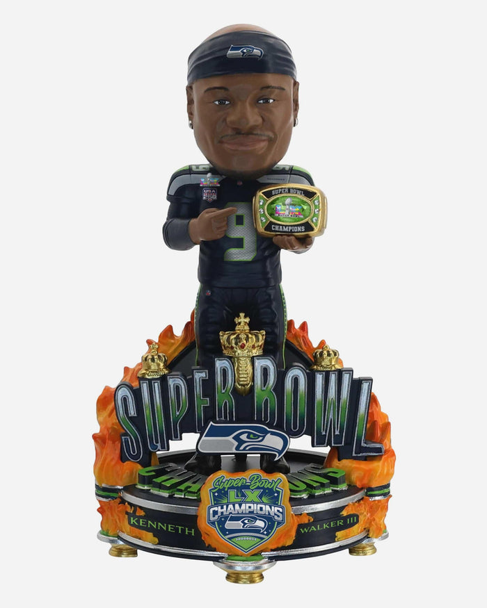 Kenneth Walker III Seattle Seahawks Super Bowl LX Champions Celebration Bobblehead FOCO - FOCO.com