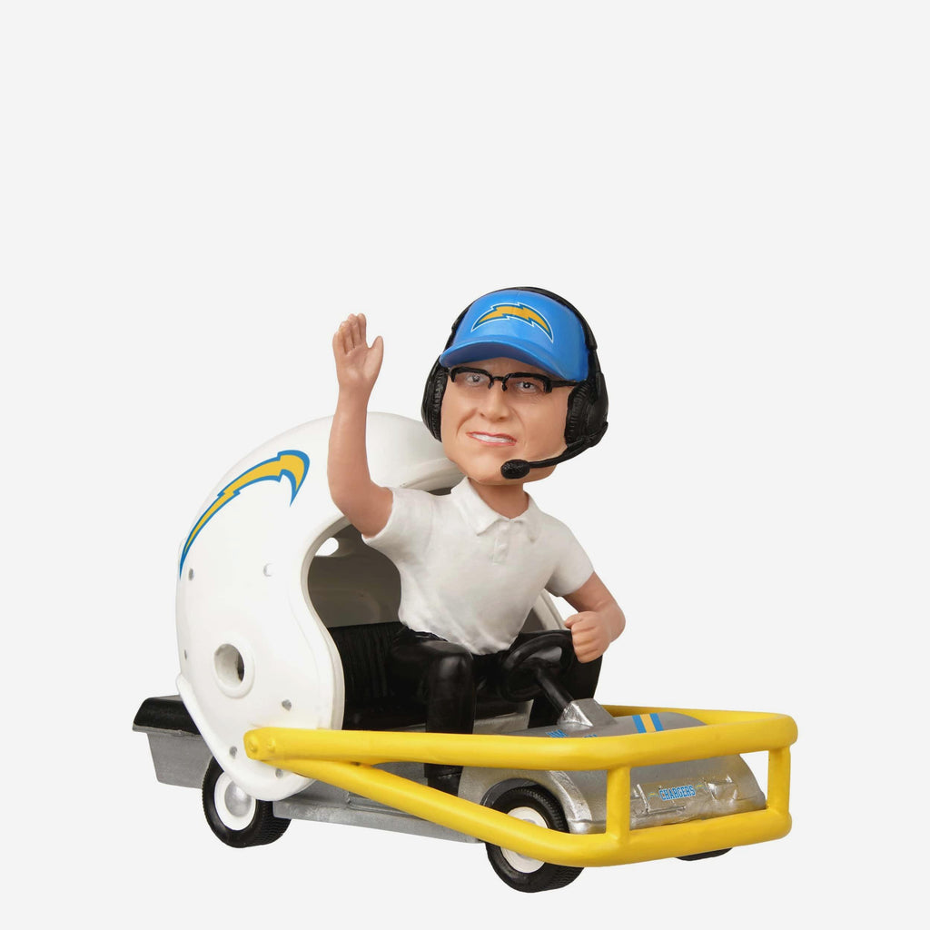Jim Harbaugh Los Angeles Chargers Helmet Cart Bobblehead FOCO - FOCO.com