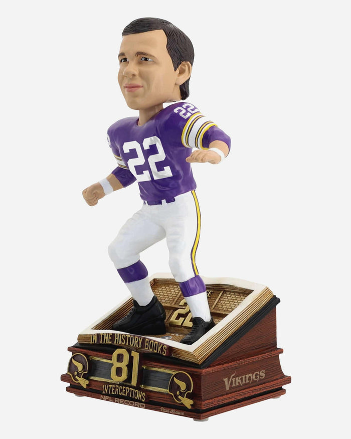 Paul Krause Minnesota Vikings 81 Career Interceptions Record Book Bobblehead FOCO - FOCO.com