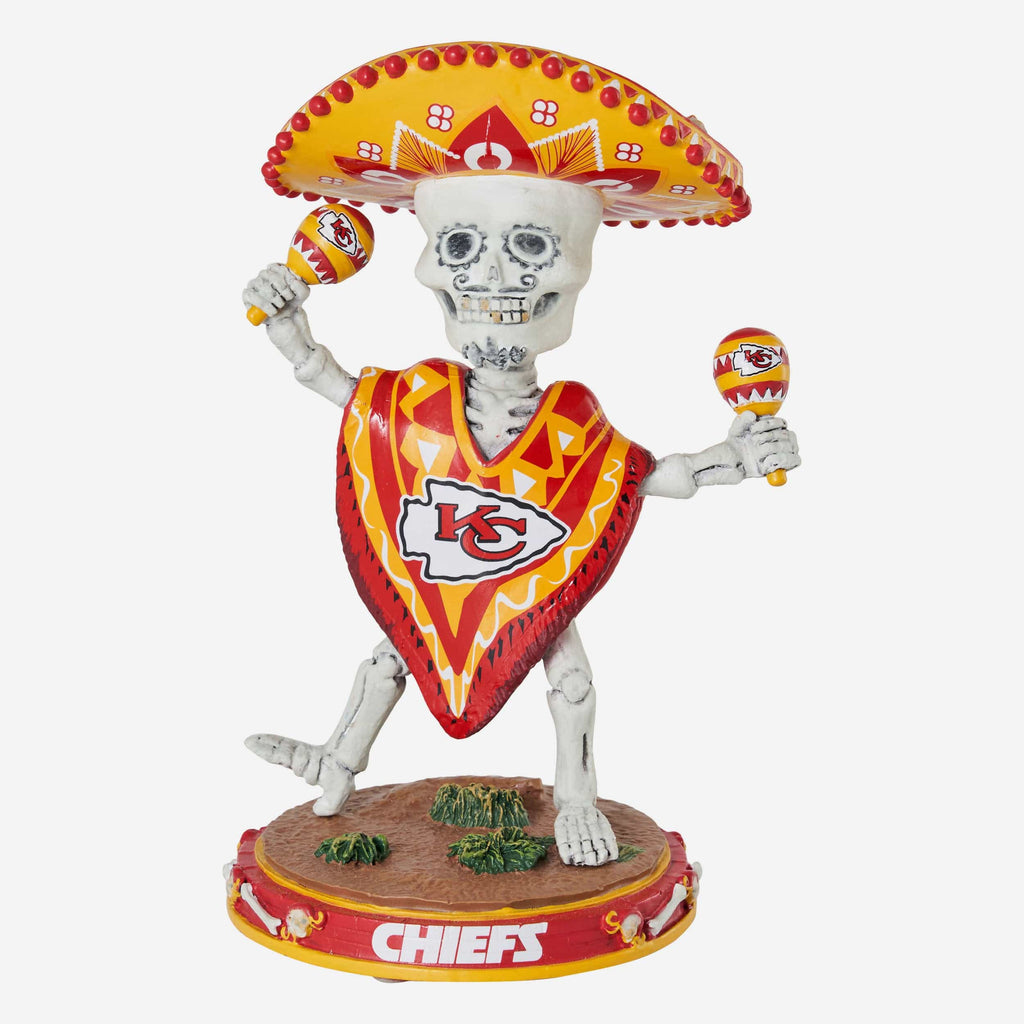 Kansas City Chiefs Calavera Glow in the Dark Bobblehead FOCO - FOCO.com