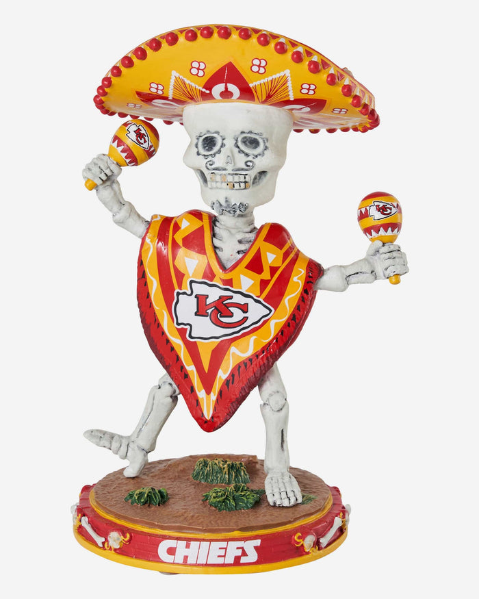 Kansas City Chiefs Calavera Glow in The Dark Bobblehead Officially Licensed by NFL