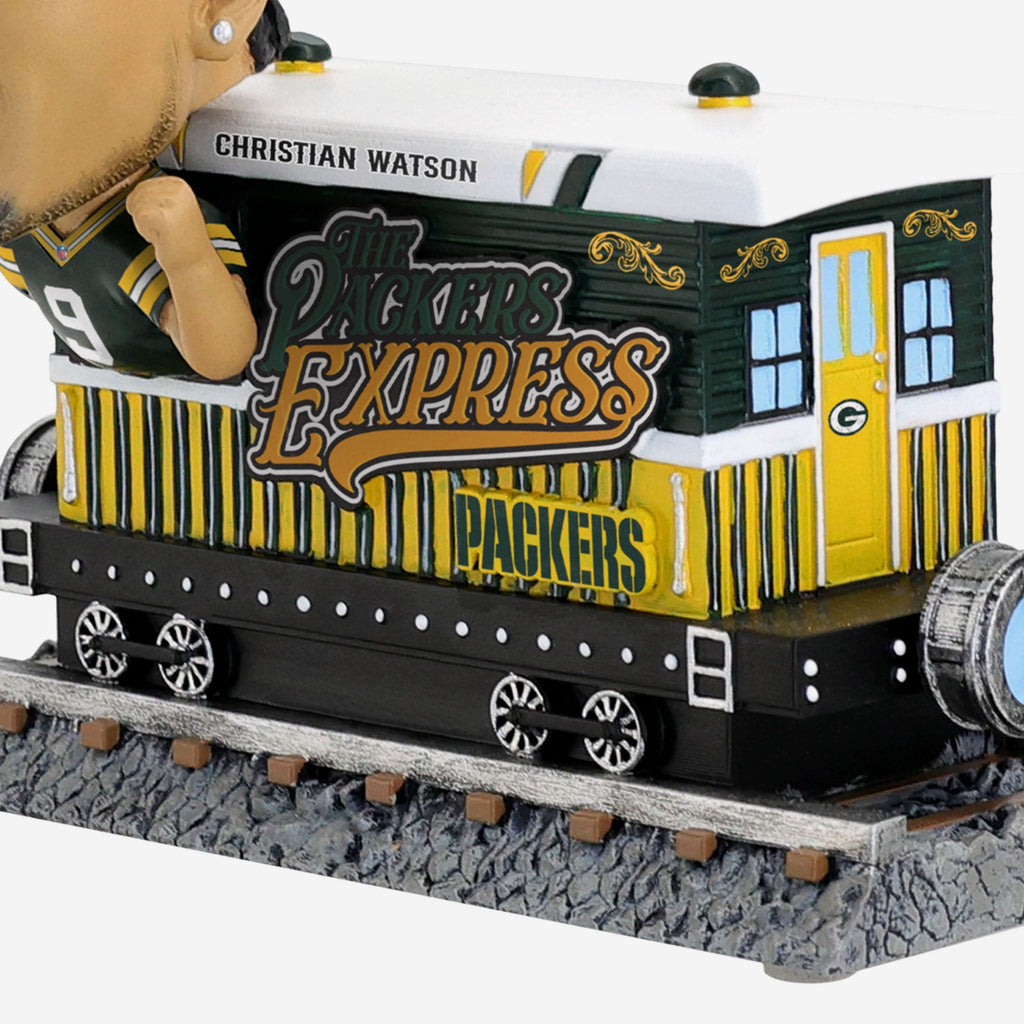 Packers Excursion Train Christian Watson Green Bay Packers Express Train Bobblehead FOCO