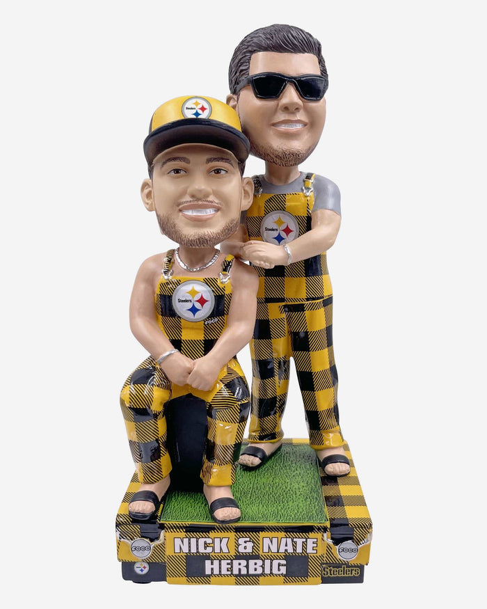 Nick Herbig & Nate Herbig Pittsburgh Steelers Bib Overalls Dual Bobblehead FOCO - FOCO.com