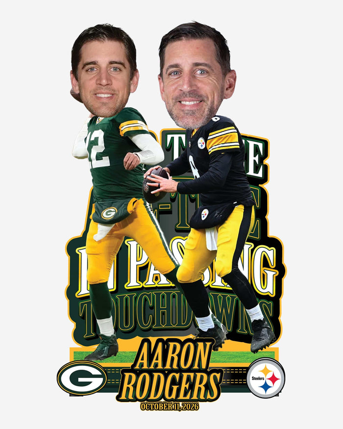 Aaron Rodgers Pittsburgh Steelers & Green Bay Packers Top 3 All Time Passing Touchdowns Bobblehead FOCO - FOCO.com