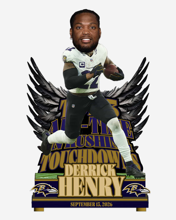 Derrick Henry Baltimore Ravens Top 3 All Time Rushing Touchdowns Bobblehead