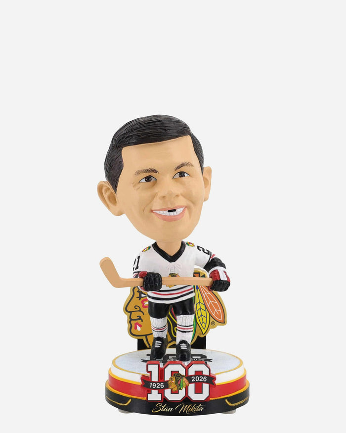 Stan Mikita Chicago Blackhawks 100th Anniversary Mini Bighead Bobblehead FOCO - FOCO.com