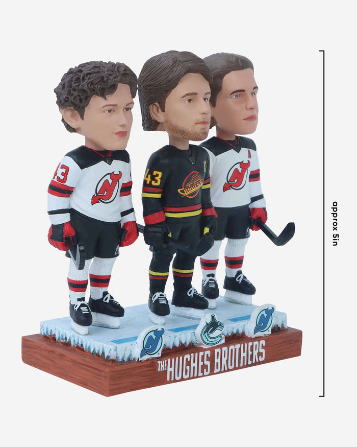 Jack Hughes & Luke Hughes & Quinn Hughes New Jersey Devils & Vancouver Canucks Mini Bobblehead Scene FOCO - FOCO.com