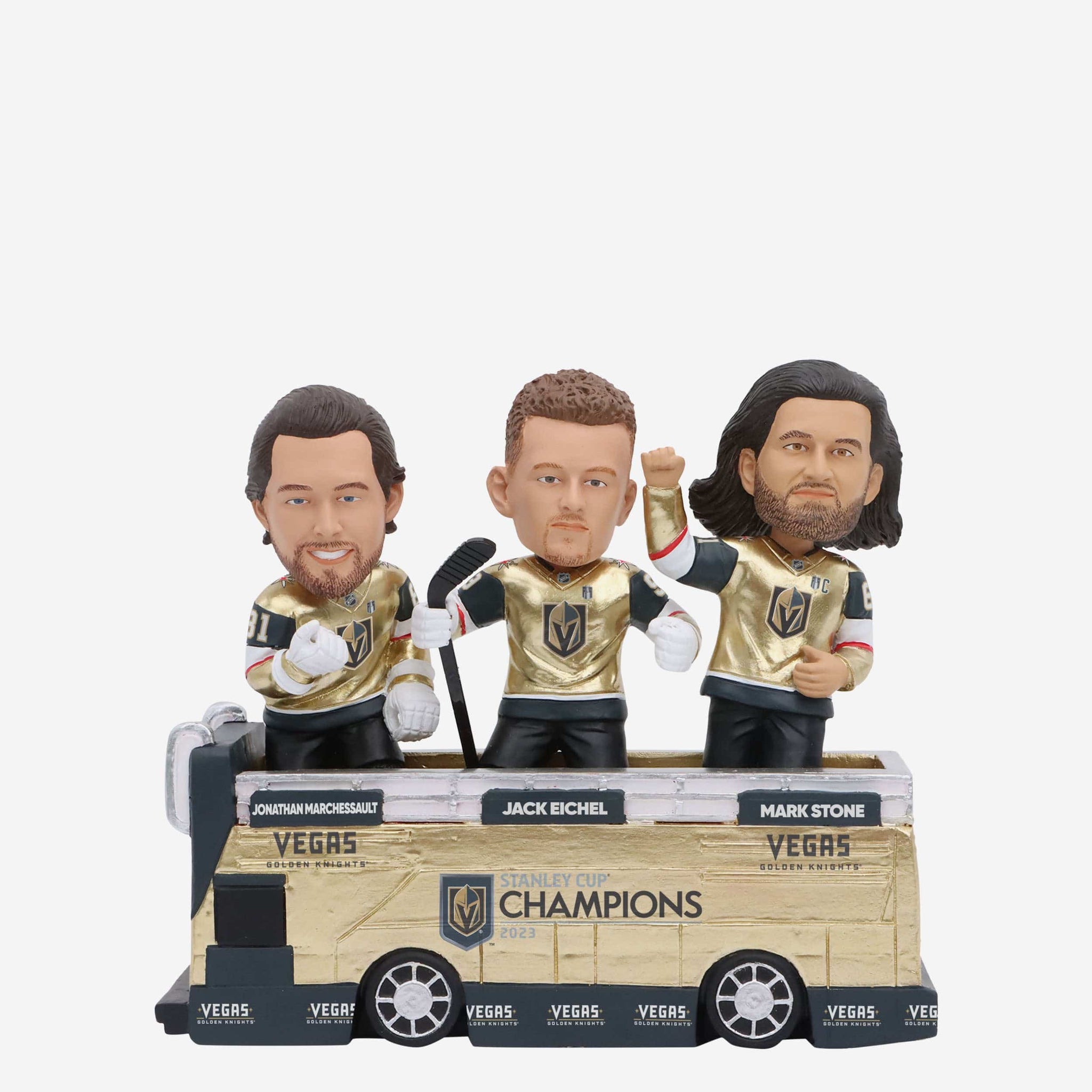 Mark Stone & Jonathan Marchessault & Jack Eichel Vegas Golden Knights 2023 Stanley Cup Champions Bus Triple Bobblehead