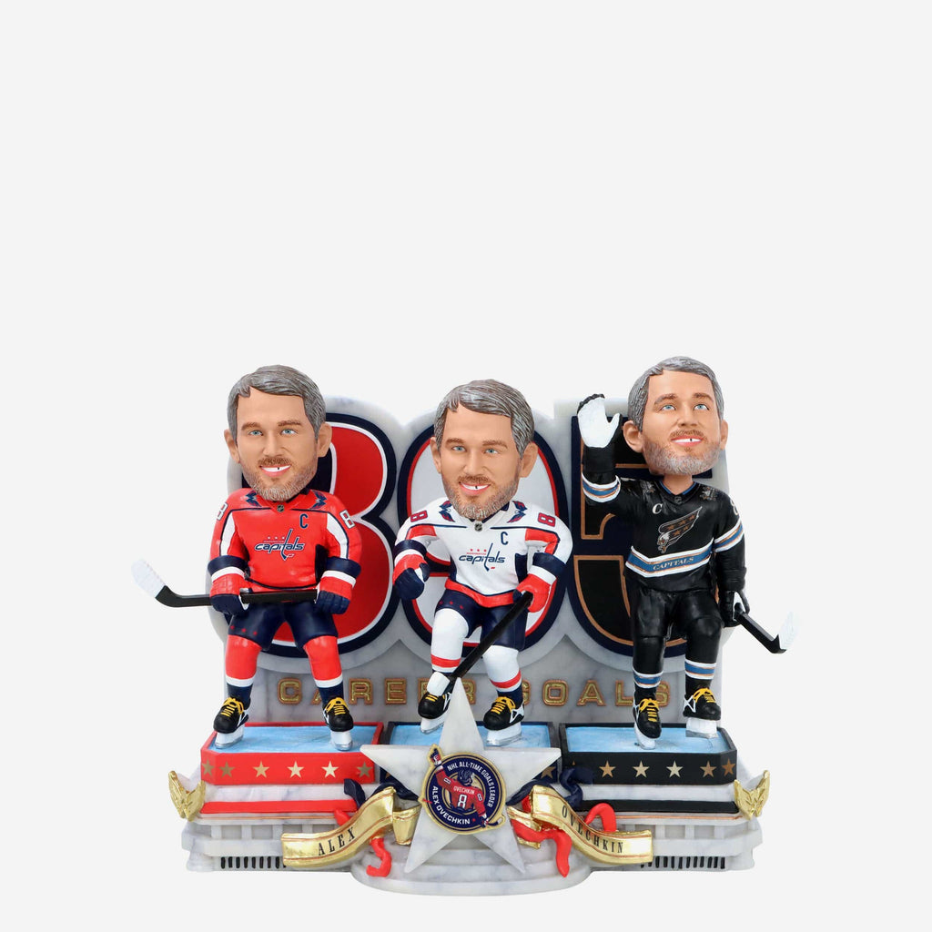 Alex Ovechkin Washington Capitals NHL All-Time Goals Leader Triple Bobblehead FOCO - FOCO.com