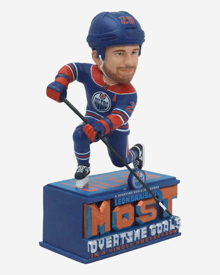 Leon Draisaitl Edmonton Oilers Single Postseason Overtime Goals Record Bobblehead FOCO - FOCO.com