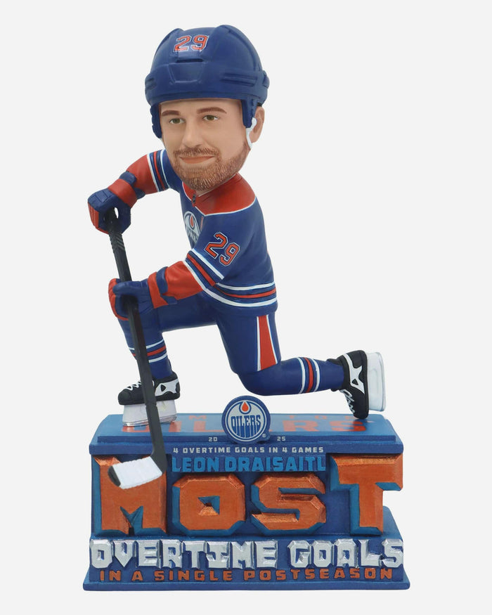 Leon Draisaitl Edmonton Oilers Single Postseason Overtime Goals Record Bobblehead FOCO - FOCO.com