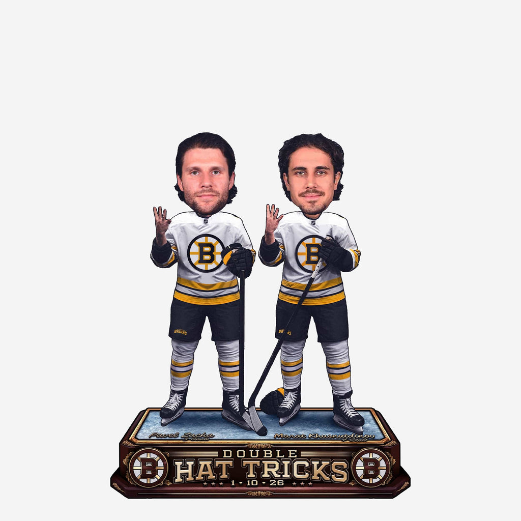 Pavel Zacha & Marat Khusnutdinov Boston Bruins Double Hat Trick Mini Bobblehead FOCO - FOCO.com