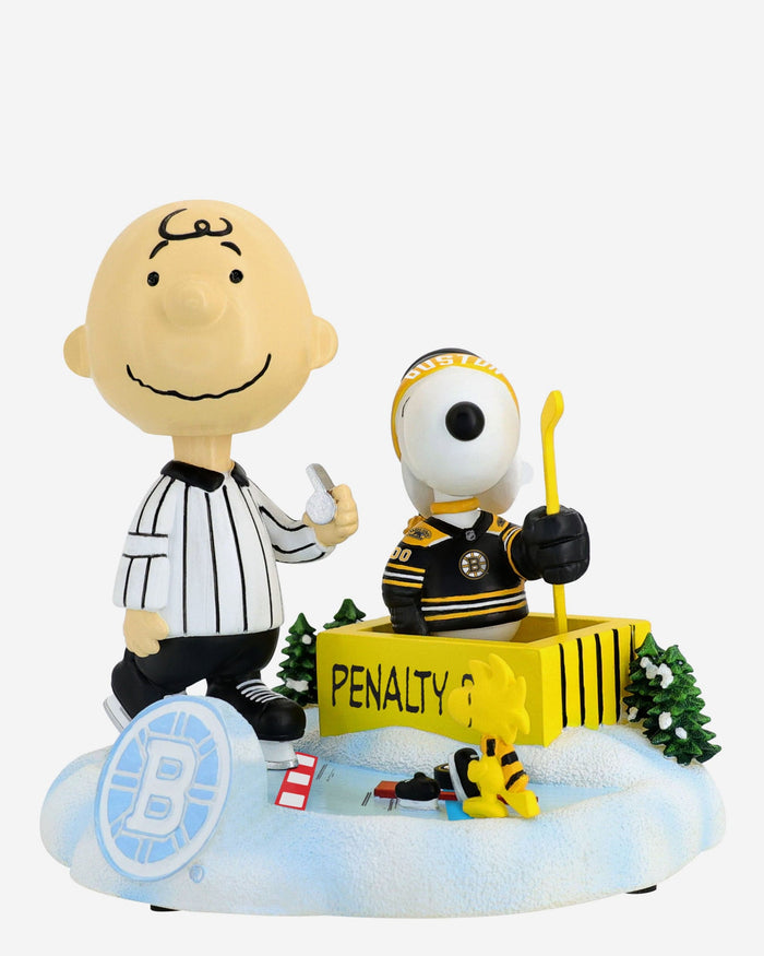 Boston Bruins Peanuts Penalty Box Mini Bobblehead Scene FOCO - FOCO.com