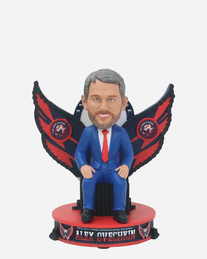 Alex Ovechkin Washington Capitals NHL All-Time Goals Leader Puck Throne Mini Bobblehead FOCO - FOCO.com