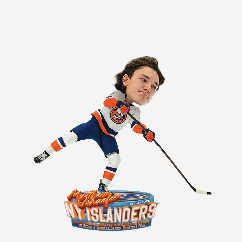 Matthew Schaefer New York Islanders Youngest Regular Season Overtime Goal Bobblehead FOCO - FOCO.com