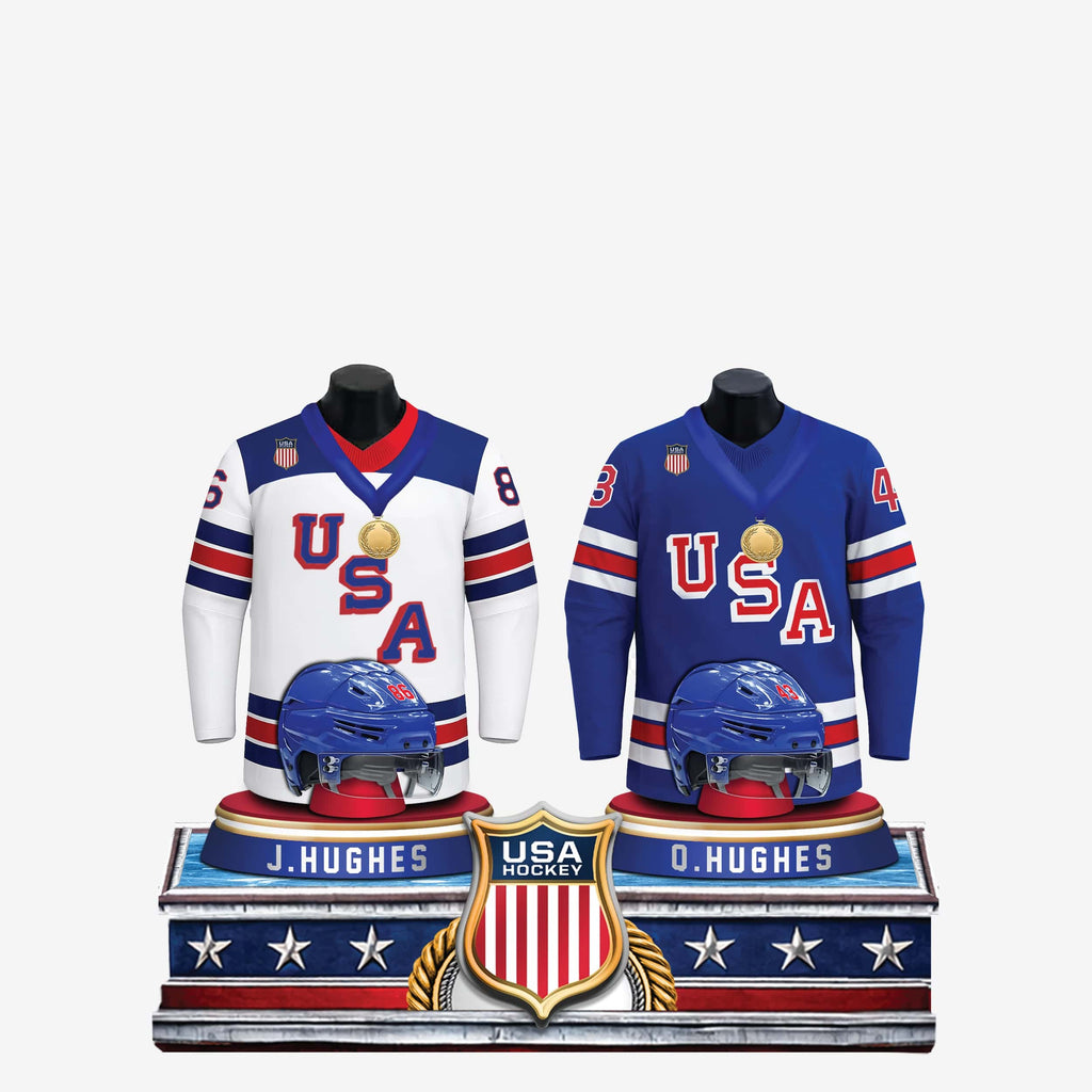 Quinn Hughes & Jack Hughes Team USA Men's Hockey Jersey Bust Dual Bobblehead FOCO - FOCO.com