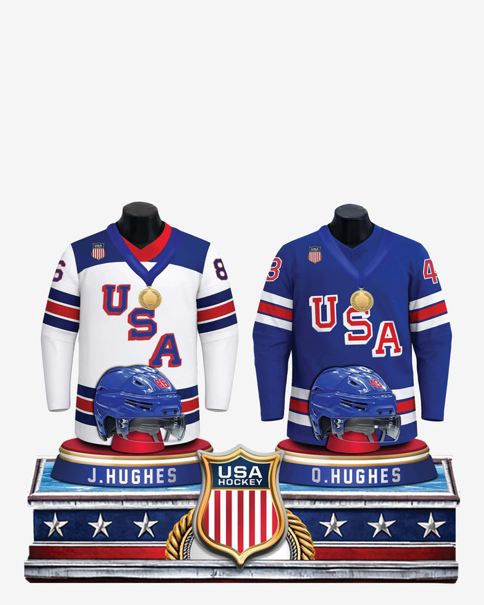Quinn Hughes & Jack Hughes Team USA Men's Hockey Jersey Bust Dual Bobblehead FOCO - FOCO.com
