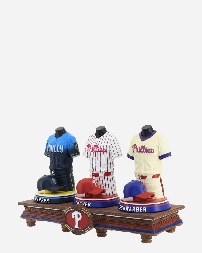 Bryce Harper & Trea Turner & Kyle Schwarber Philadelphia Phillies 2026 Jersey Bust Triple Bobblehead FOCO - FOCO.com