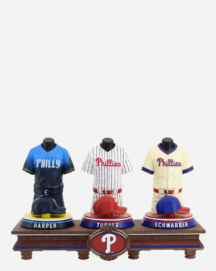 Bryce Harper & Trea Turner & Kyle Schwarber Philadelphia Phillies 2026 Jersey Bust Triple Bobblehead FOCO - FOCO.com