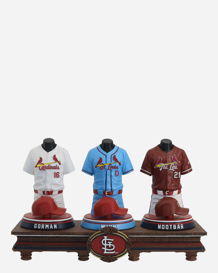 Masyn Winn & Nolan Gorman & Lars Nootbaar St Louis Cardinals 2026 Jersey Bust Triple Bobblehead FOCO - FOCO.com