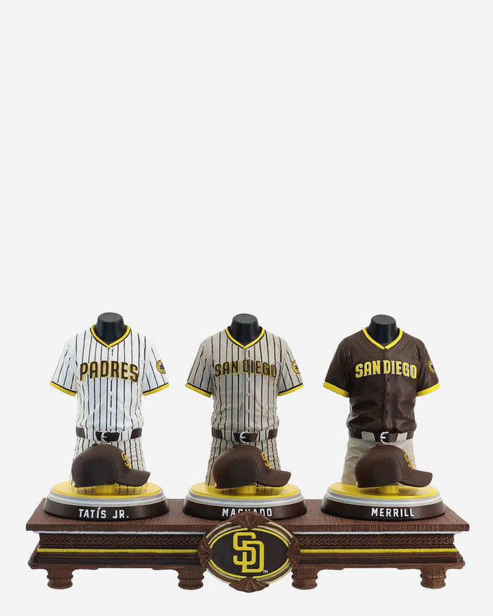 Fernando Tatis & Manny Machado & Jackson Merrill San Diego Padres 2026 Jersey Bust Triple Bobblehead FOCO - FOCO.com