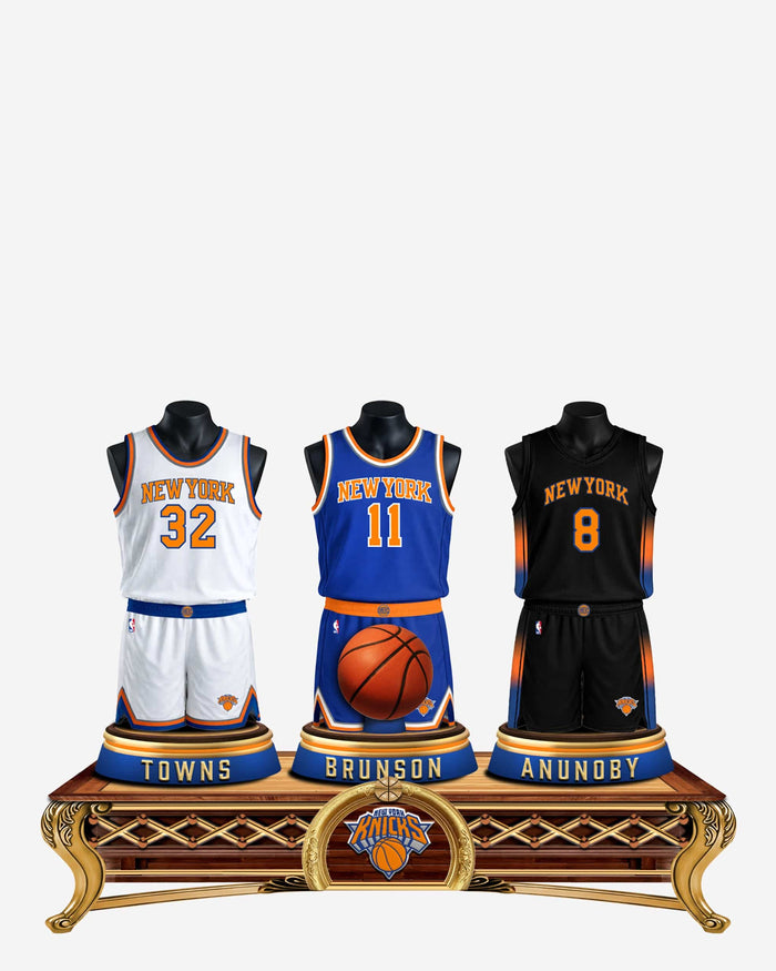 Jalen Brunson & Karl-Anthony Towns & OG Anunoby New York Knicks Triple Jersey Bust FOCO - FOCO.com