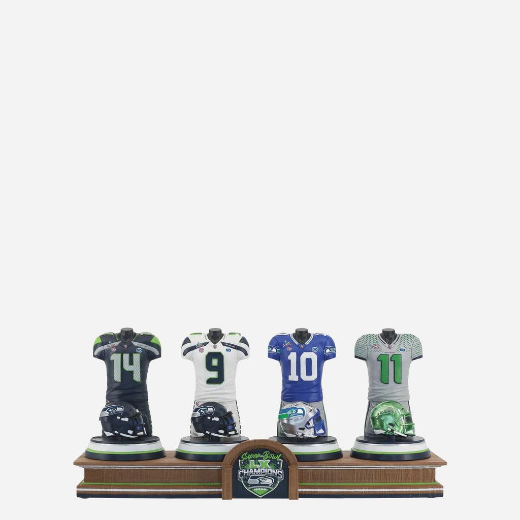 Seattle Seahawks Super Bowl LX Champions Bust Bobblehead Box Set FOCO - FOCO.com