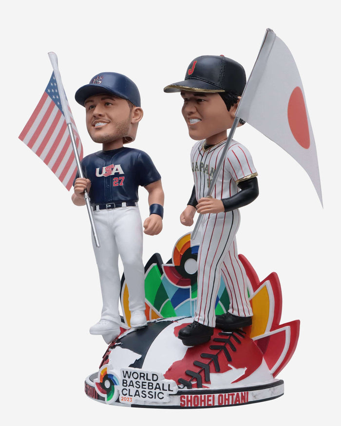 Shohei Ohtani & Mike Trout Japan & USA 2023 World Baseball Classic Flag Dual Bobblehead FOCO - FOCO.com