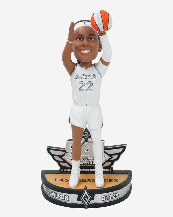 A'ja Wilson Las Vegas Aces WNBA Single Season Scoring Record Bobblehead FOCO - FOCO.com
