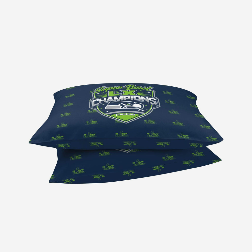 Seattle Seahawks Super Bowl LX Champions 2 Pack Twin Pillowcase FOCO - FOCO.com