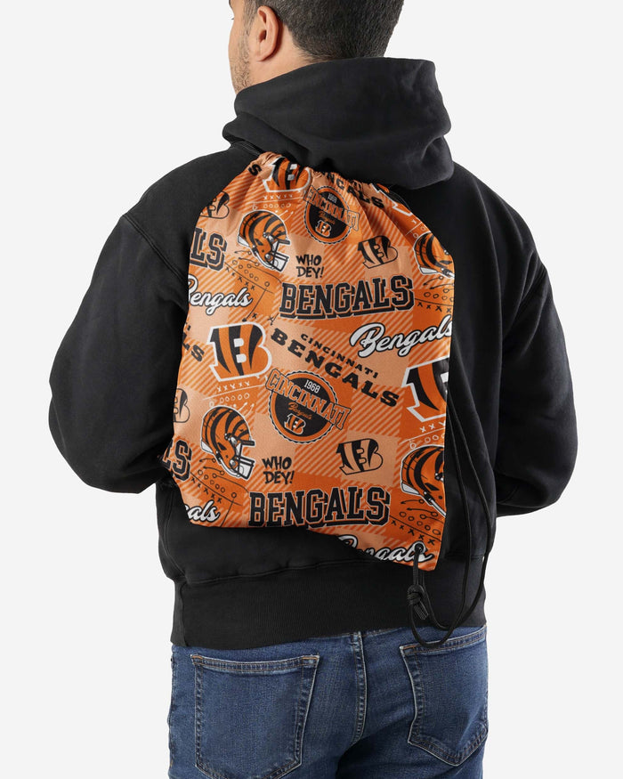 Cincinnati Bengals Thematic Repeat Print Drawstring Backpack FOCO - FOCO.com