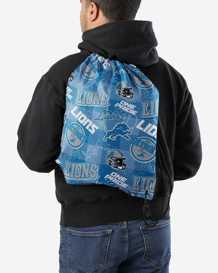 Detroit Lions Thematic Repeat Print Drawstring Backpack FOCO - FOCO.com
