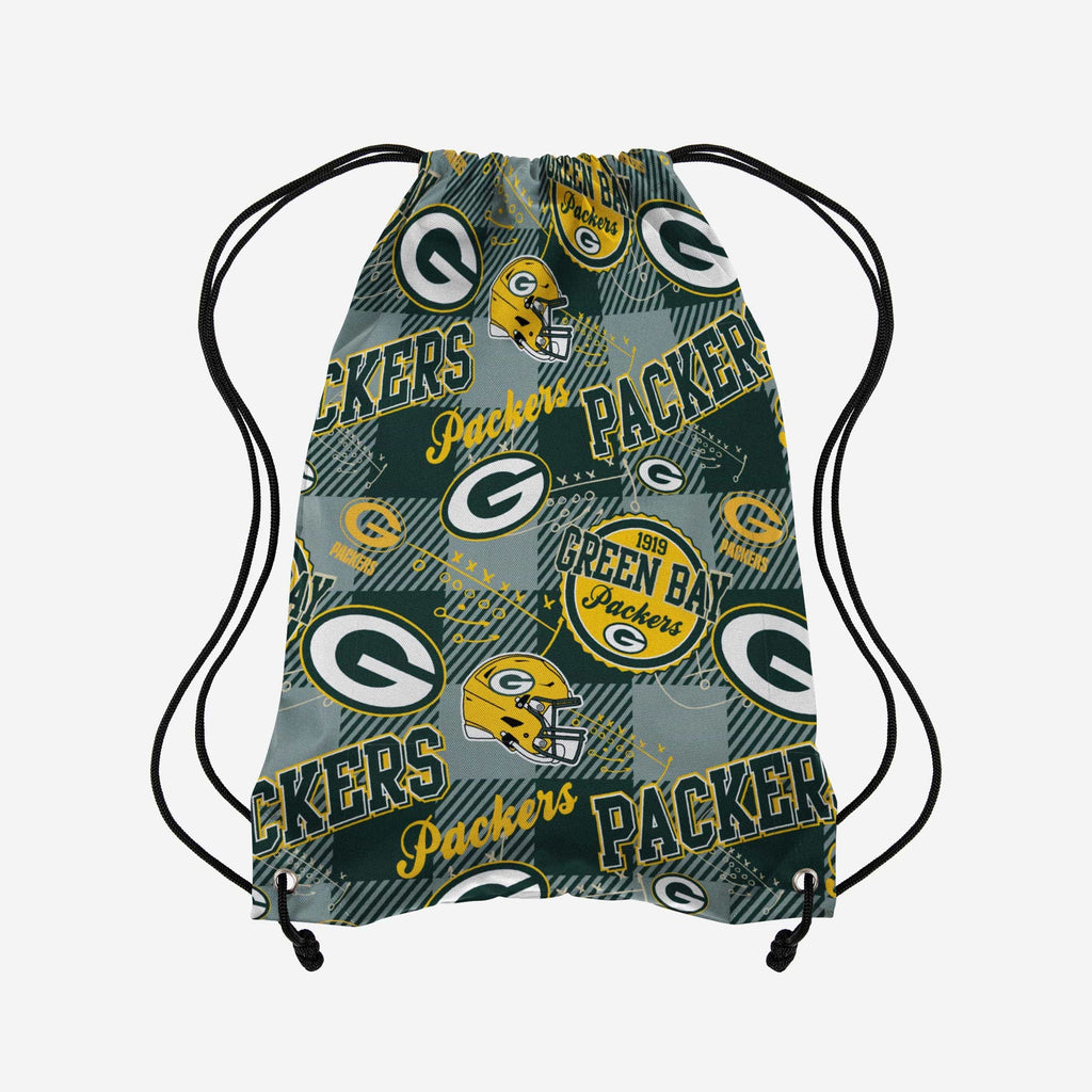 Green Bay Packers Thematic Repeat Print Drawstring Backpack FOCO - FOCO.com