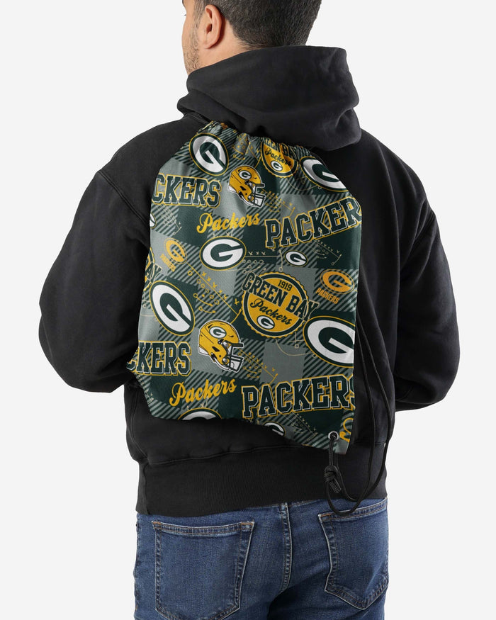 Green Bay Packers Thematic Repeat Print Drawstring Backpack FOCO - FOCO.com
