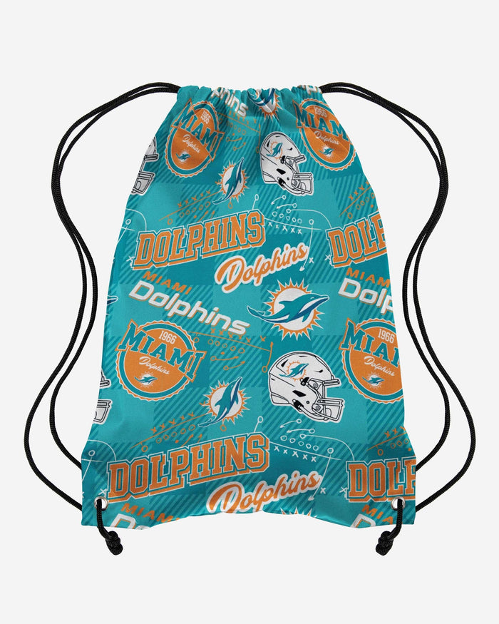 Miami Dolphins Thematic Repeat Print Drawstring Backpack FOCO - FOCO.com