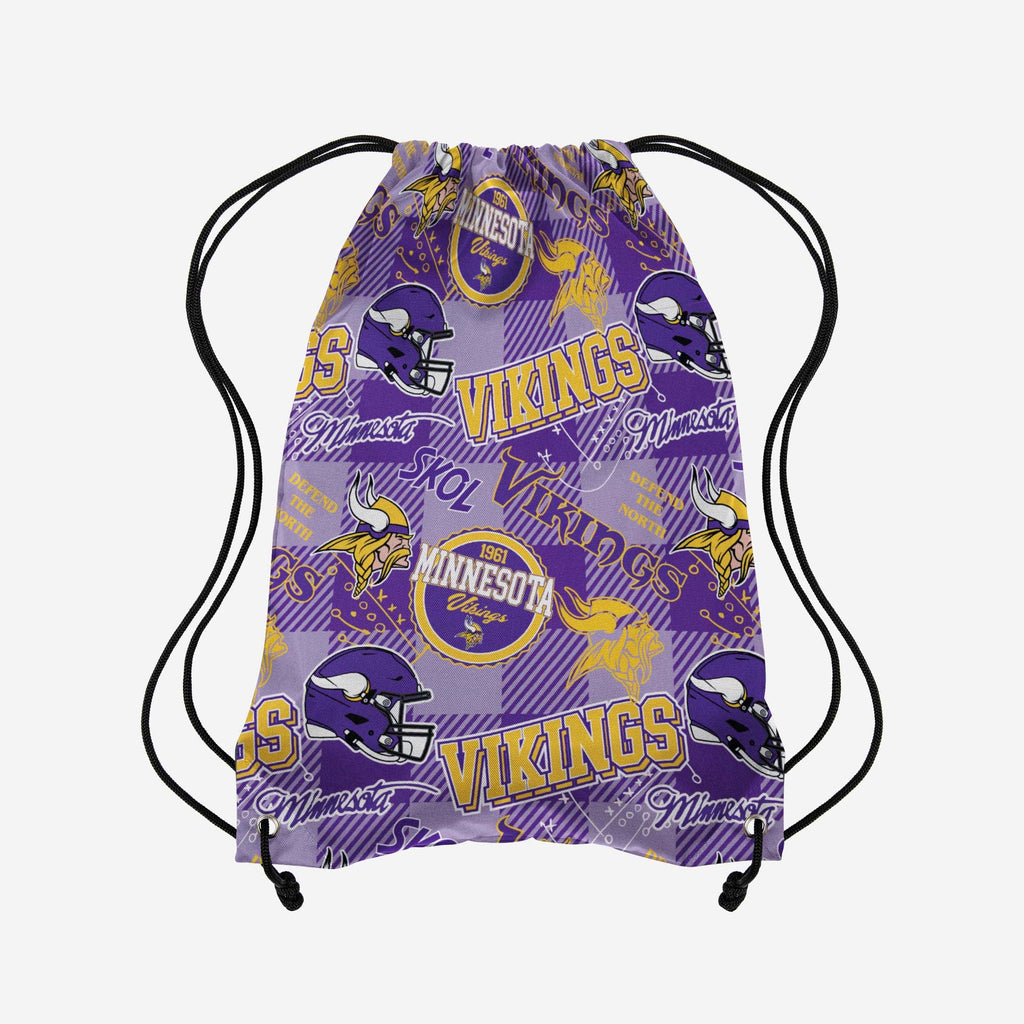 Minnesota Vikings Thematic Repeat Print Drawstring Backpack FOCO - FOCO.com