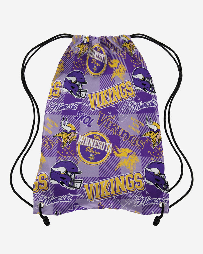 Minnesota Vikings Thematic Repeat Print Drawstring Backpack FOCO - FOCO.com