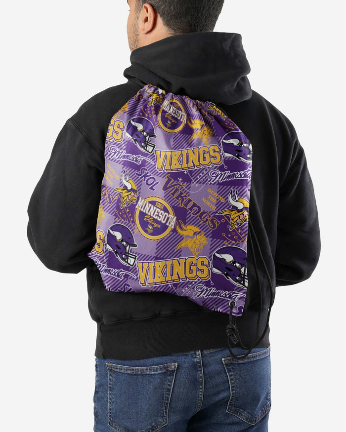 Minnesota Vikings Thematic Repeat Print Drawstring Backpack FOCO - FOCO.com