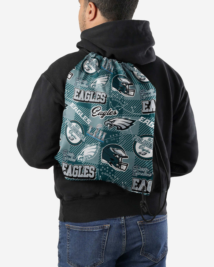 Philadelphia Eagles Thematic Repeat Print Drawstring Backpack FOCO - FOCO.com