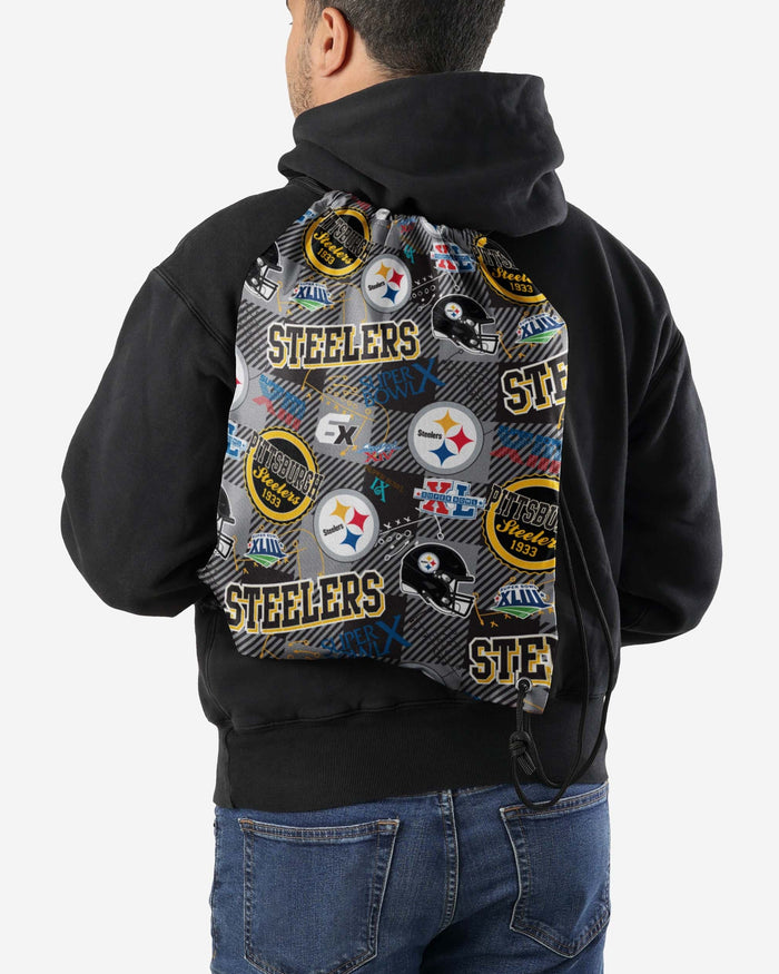 Pittsburgh Steelers Thematic Repeat Print Drawstring Backpack FOCO - FOCO.com