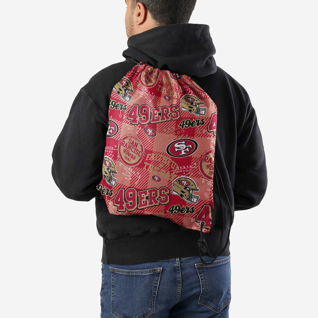 San Francisco 49ers Thematic Repeat Print Drawstring Backpack FOCO