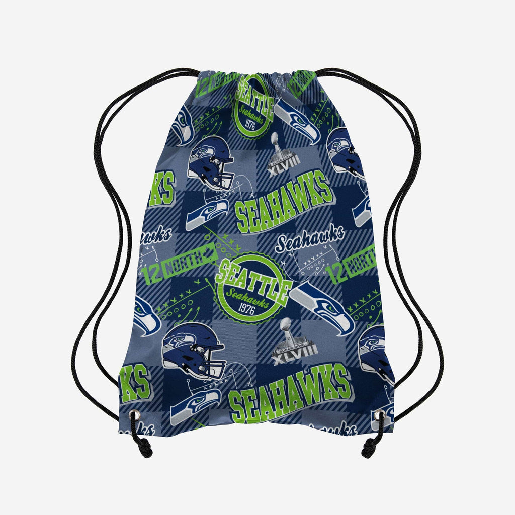 Seattle Seahawks Thematic Repeat Print Drawstring Backpack FOCO - FOCO.com