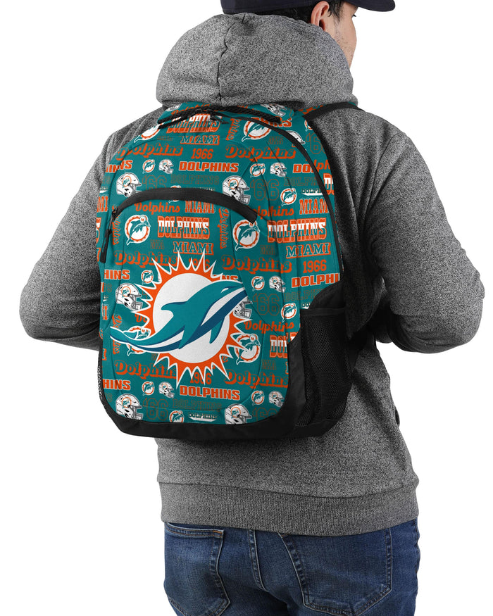 Miami Dolphins Repeat Retro Print Action Backpack FOCO - FOCO.com