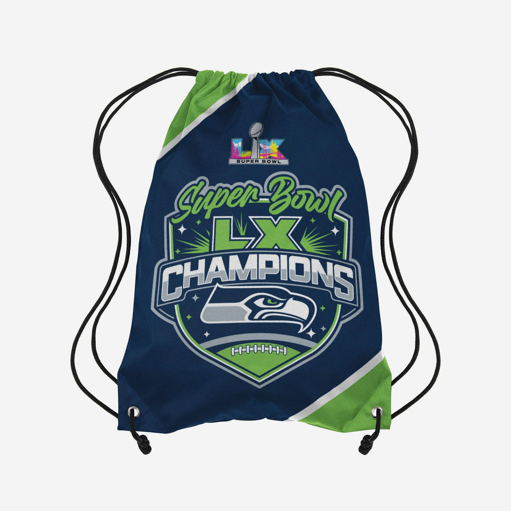 Seattle Seahawks Super Bowl LX Champions Team Color Drawstring Backpack FOCO - FOCO.com