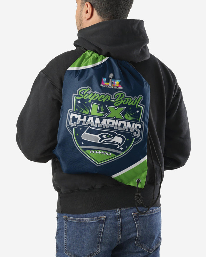 Seattle Seahawks Super Bowl LX Champions Team Color Drawstring Backpack FOCO - FOCO.com