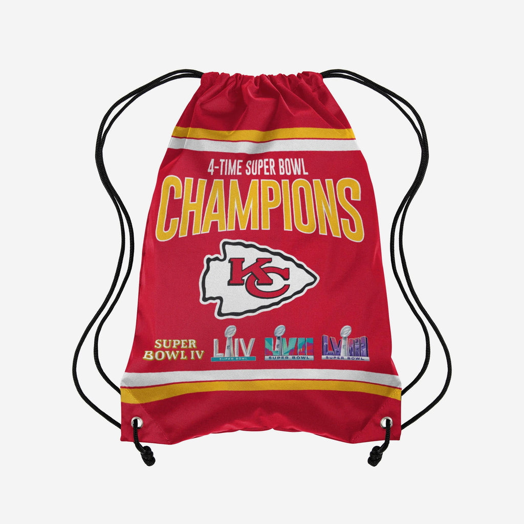 Kansas City Chiefs Super Bowl LVIII Multi-Champ Team Color Drawstring Backpack FOCO - FOCO.com