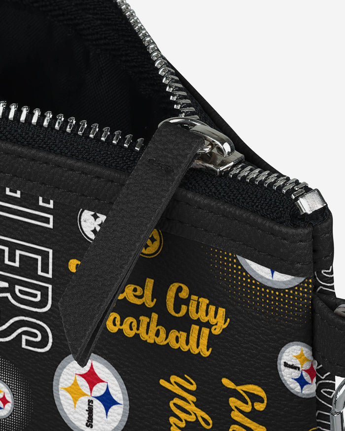 Pittsburgh Steelers Spirited Style Printed Collection Repeat Logo Wristlet FOCO - FOCO.com