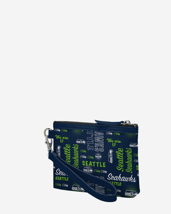 Seattle Seahawks Spirited Style Printed Collection Repeat Logo Wristlet FOCO - FOCO.com