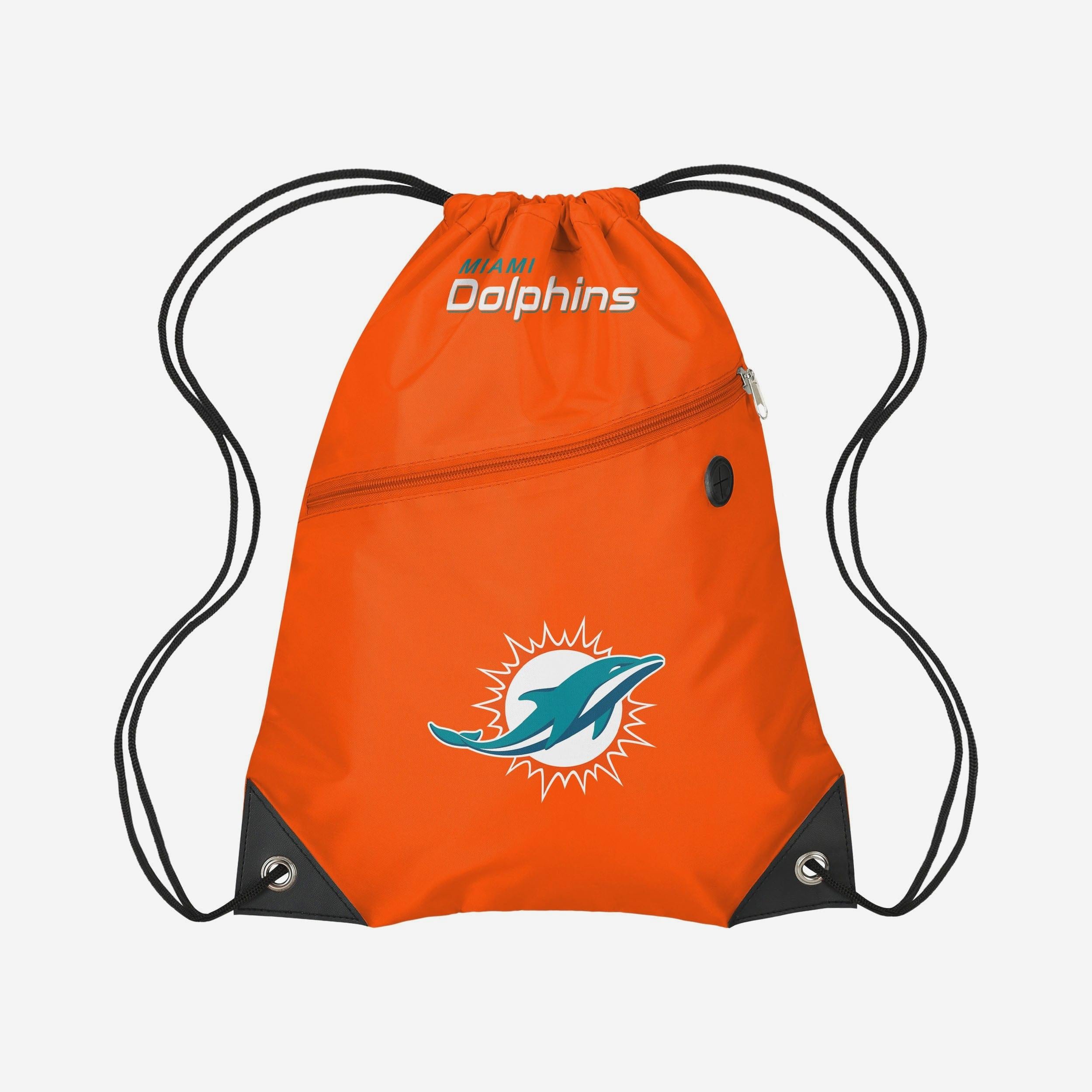 Hand woven Miami Dolphins backpack Amazon.com: FOCO Miami Dolphins Big Logo Drawstring Backpack  main image 2