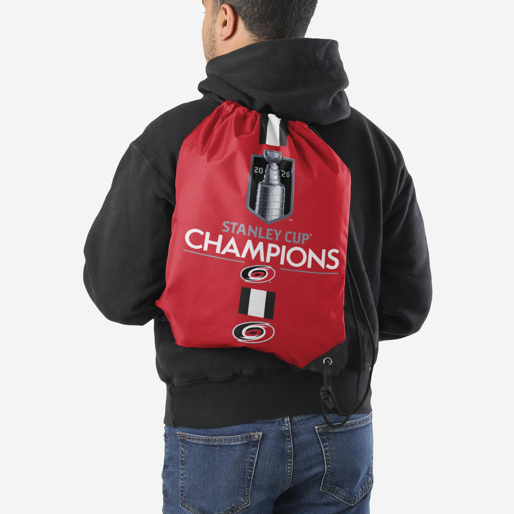 Carolina Hurricanes 2026 Stanley Cup Champions Drawstring Backpack FOCO - FOCO.com